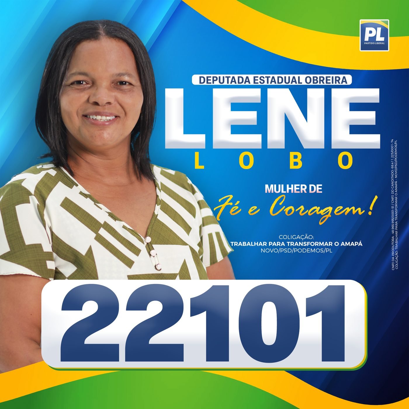 Obreira Lene Lobo — Deputada Estadual, número 22101